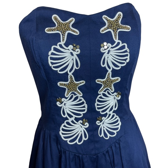 Lilly Pulitzer Mayfield Strapless Beaded Embroidered Starfish Dress Size 4 - Picture 5 of 9